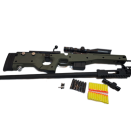 اسباب بازی تفنگ تک تیرانداز پوکه پران نیمه فلزی تیر اسفنجی مدل AWM_ اسباب بازی تفنگ