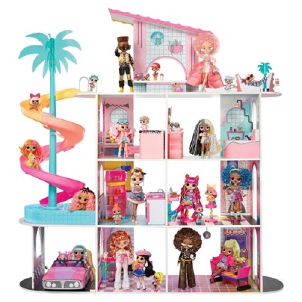 خانه 360 درجه چوبی عروسک های LOL OMG با 85 سوپرایز_اسباب بازی لوازم خانگی